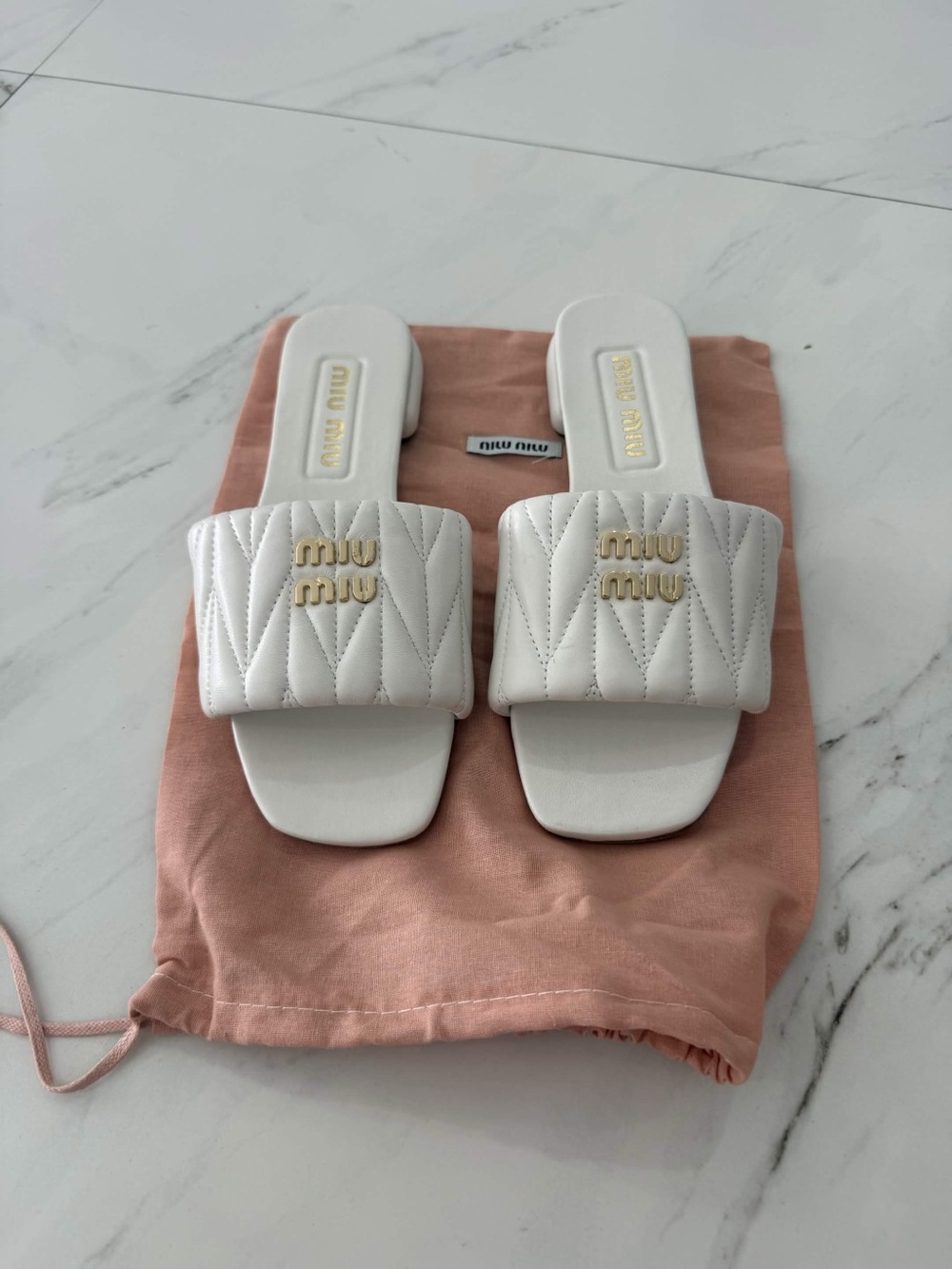 miu miu matelassé nappa leather slides Size 37, 38, 39